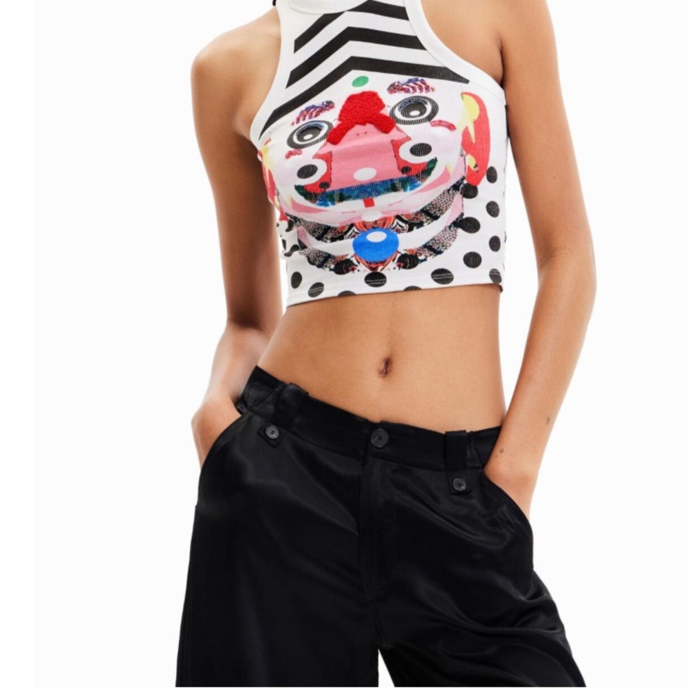 Desigual  christian Lacroix Polka Dot Graphic Tank Top